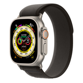 Apple Watch Ultra 49mm Titanium with Trail Loop Strap Black Gray Medium Large MQFX3