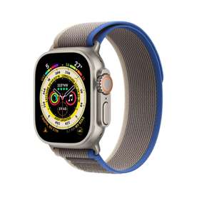 Apple Watch Ultra 49mm Titanium with Trail Loop Strap Blue Gray Small Medium MNHL3