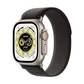 Apple Watch Ultra 49mm Titanium with Trail Loop Strap Black Gray Small Medium MQFW3